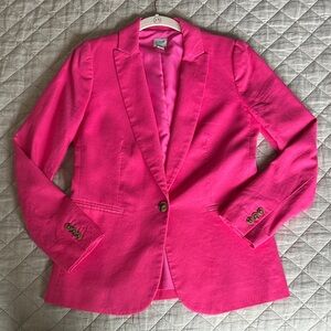 J. Crew Bright Pink Notch-Lapel Single-Button Blazer